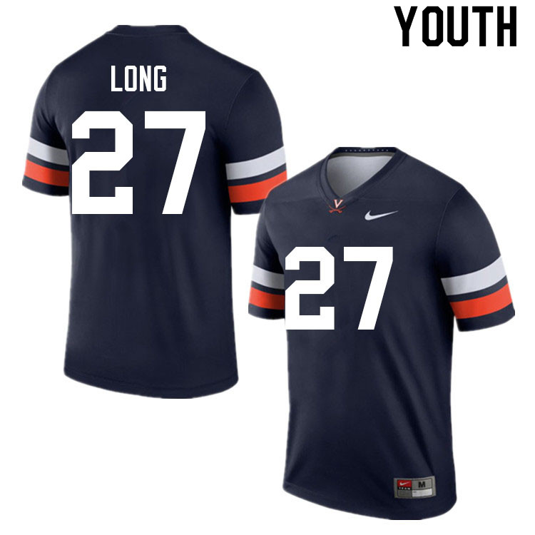 Youth #27 Langston Long Virginia Cavaliers College Football Jerseys Sale-Navy